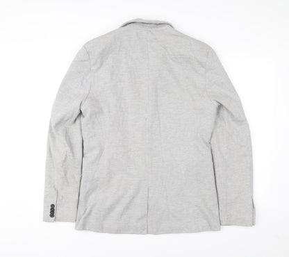 Zara Men’s Grey Blazer Jacket L 42" Regular Fit Polyester Cotton