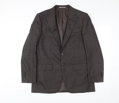 Next Luxury Men's Brown Wool Suit Jacket 40R Regular Fit Notch Lapel