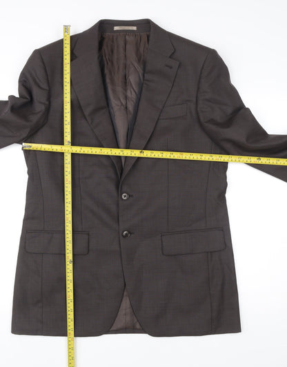 Next Luxury Men's Brown Wool Suit Jacket 40R Regular Fit Notch Lapel