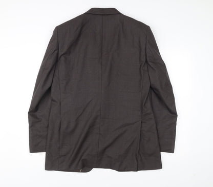 Next Luxury Men's Brown Wool Suit Jacket 40R Regular Fit Notch Lapel
