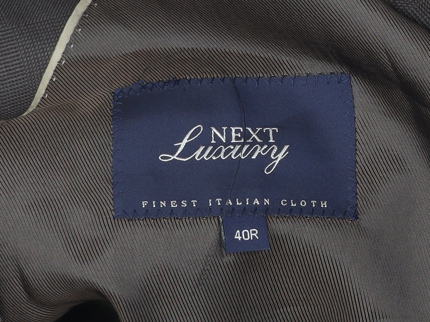 Next Luxury Men's Brown Wool Suit Jacket 40R Regular Fit Notch Lapel