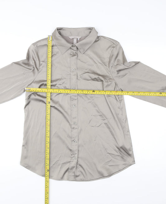 Womens UK Size 14 H&M Grey Basic Button-Up