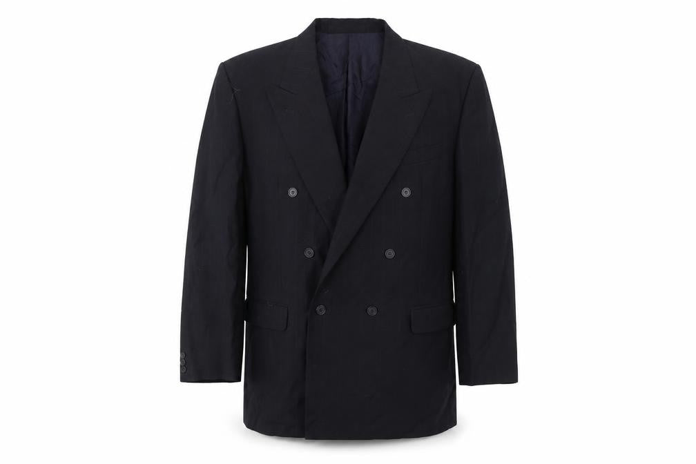 Marks and Spencer Men's Navy Blue 46L Double-Breasted Wool Blend Blazer