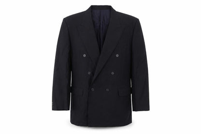 Marks and Spencer Men's Navy Blue 46L Double-Breasted Wool Blend Blazer