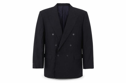 Marks and Spencer Men's Navy Blue 46L Double-Breasted Wool Blend Blazer