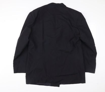 Marks and Spencer Men's Navy Blue 46L Double-Breasted Wool Blend Blazer