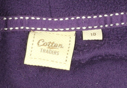 Cotton Traders Women Purple Fleece Pullover Sweatshirt Size 10