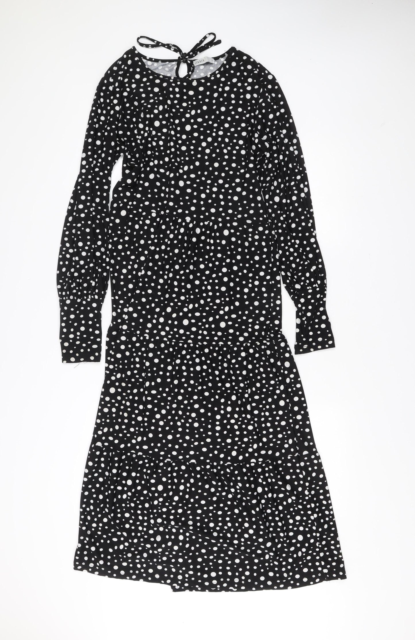 Oasis Womens Black Polka Dot A-Line Knee Length Dress Size 12