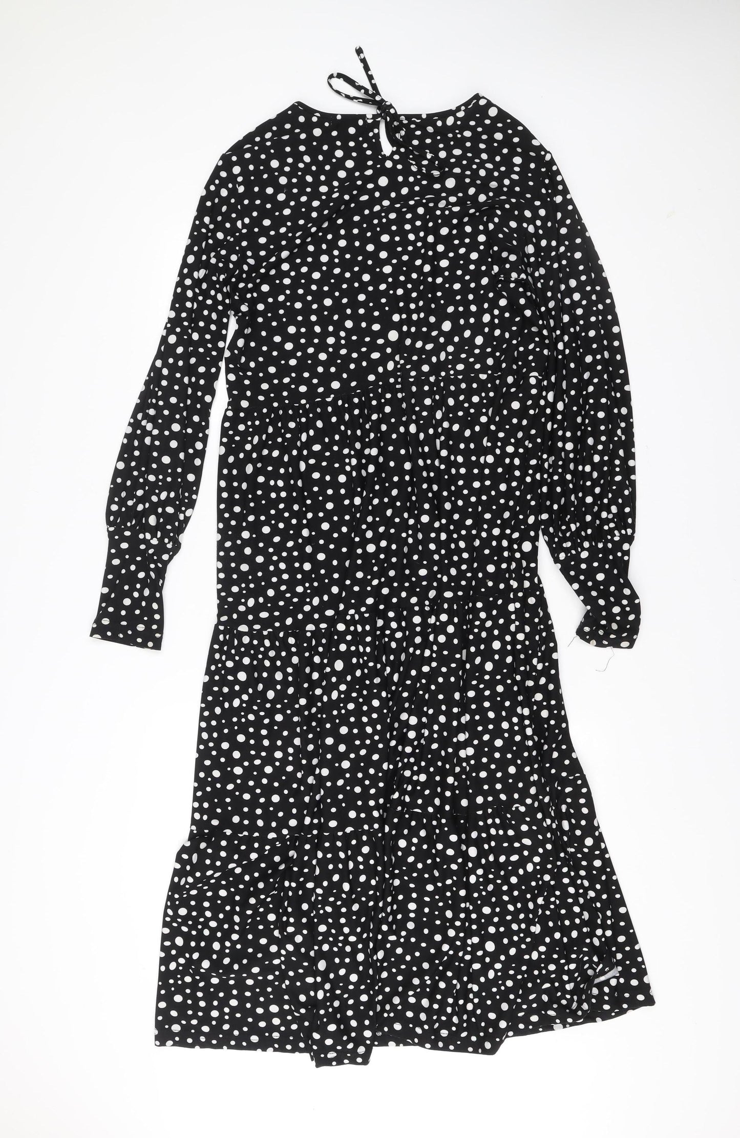 Oasis Womens Black Polka Dot A-Line Knee Length Dress Size 12