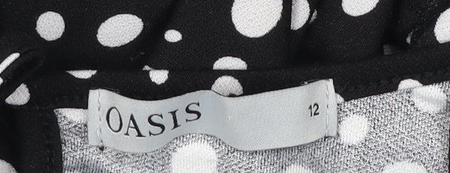 Oasis Womens Black Polka Dot A-Line Knee Length Dress Size 12