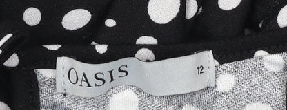 Oasis Womens Black Polka Dot A-Line Knee Length Dress Size 12