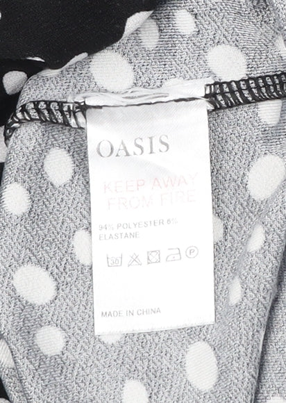 Oasis Womens Black Polka Dot A-Line Knee Length Dress Size 12
