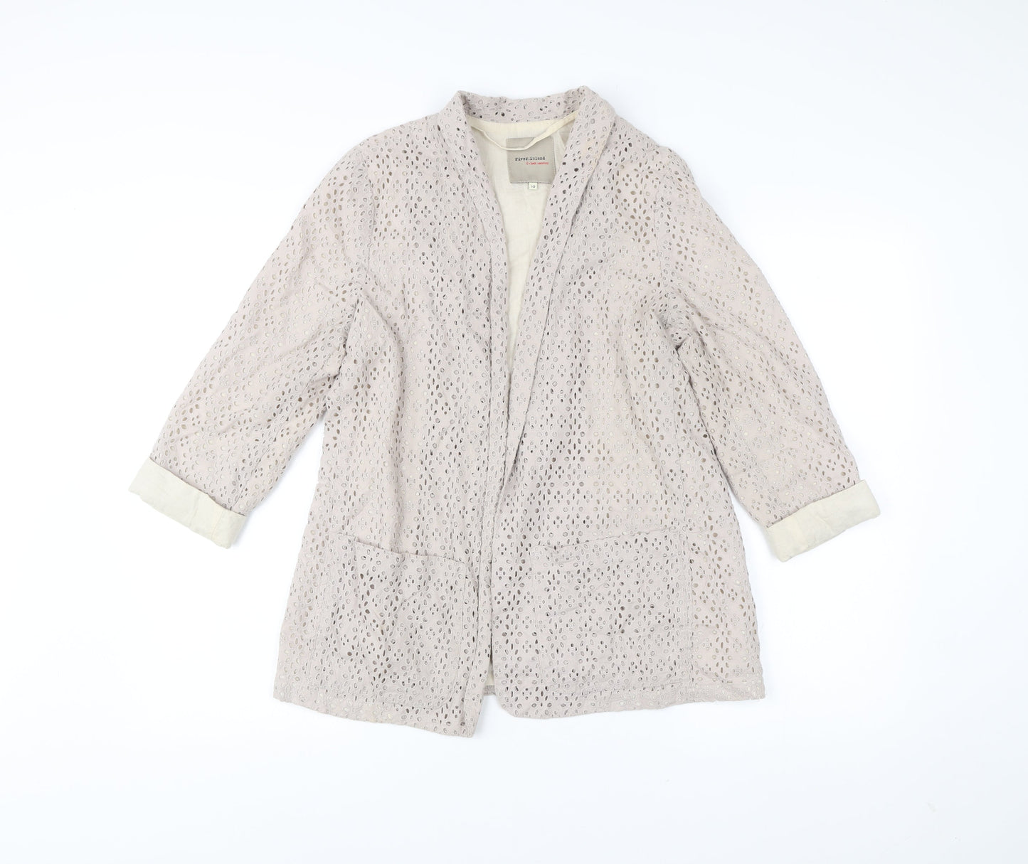 Womens UK Size 10 River Island Beige Basic Jacket