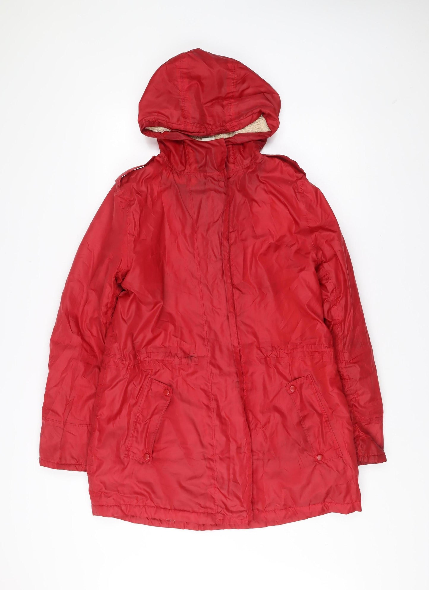 Cotton Traders Womens Red Size 12 Polyester Hooded Parka Coat