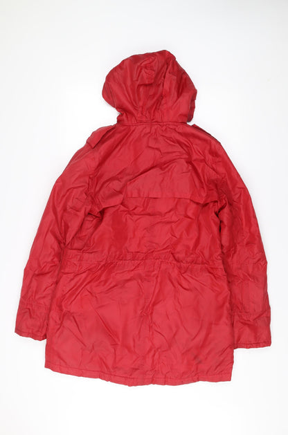 Cotton Traders Womens Red Size 12 Polyester Hooded Parka Coat