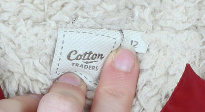 Cotton Traders Womens Red Size 12 Polyester Hooded Parka Coat