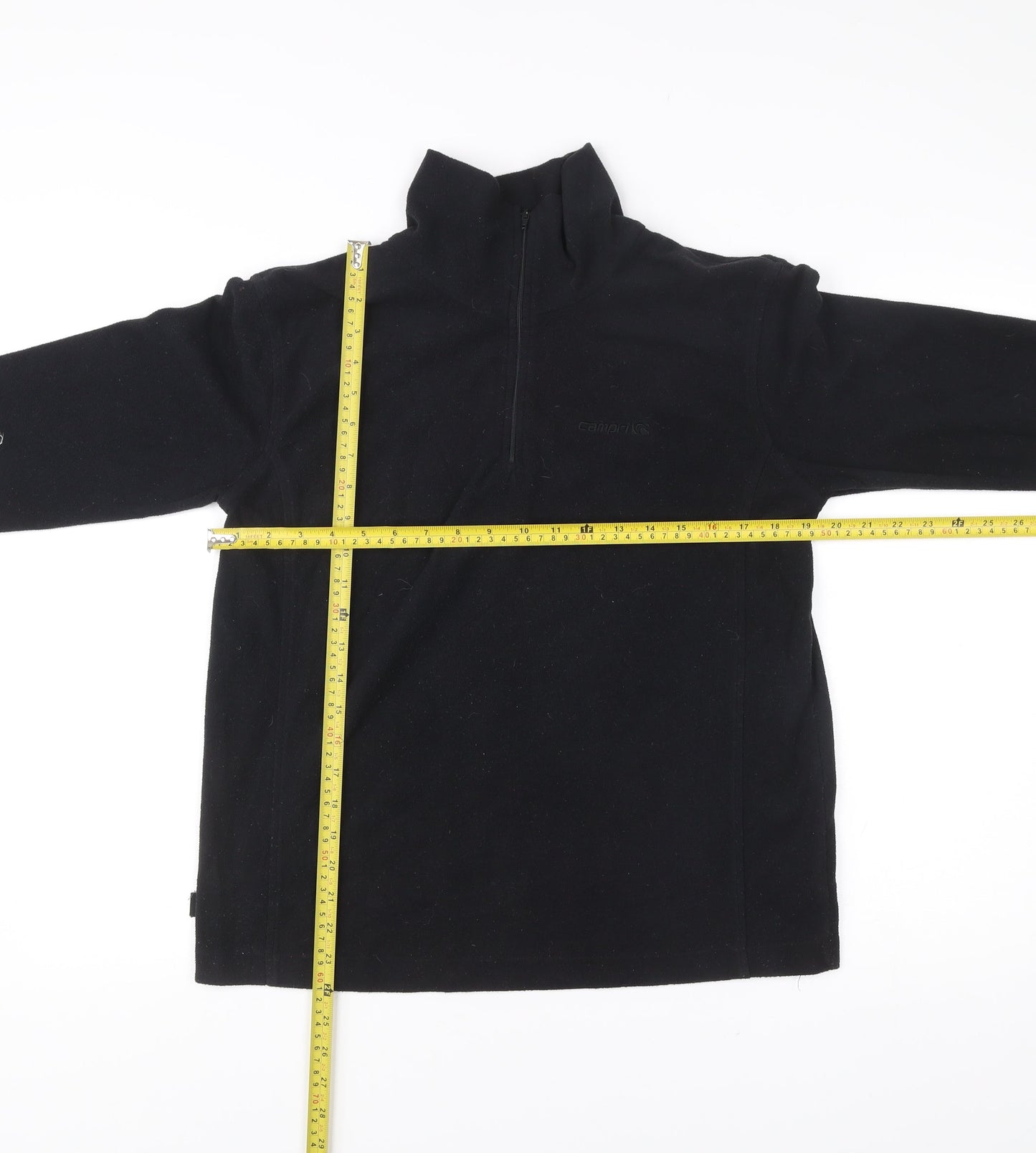 Campri Womens Black Fleece Sweatshirt Size 12 High Neck 1/4 Zip