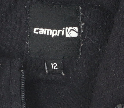 Campri Womens Black Fleece Sweatshirt Size 12 High Neck 1/4 Zip