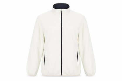Lands' End Women Ivory Fleece Full Zip Jacket Size 16 Regular