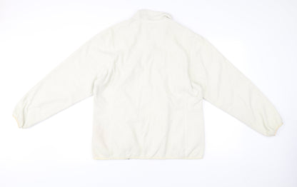 Lands' End Women Ivory Fleece Full Zip Jacket Size 16 Regular