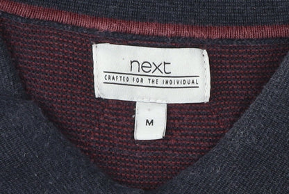 Next Men’s Red Geometric Knit Polo Shirt Size M Short Sleeve