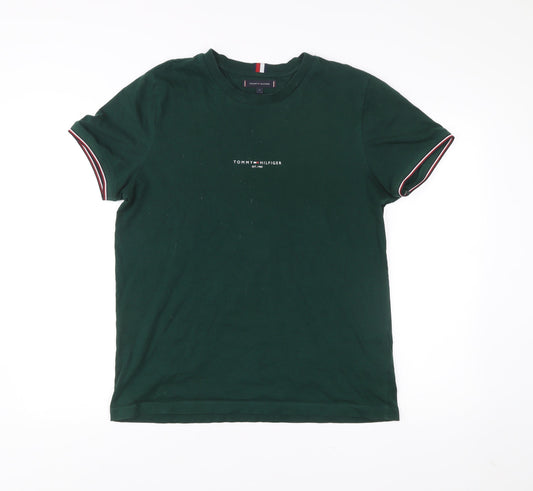 Tommy Hilfiger Men's Green Slim Fit Logo T-Shirt Size L