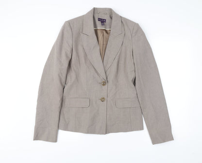 Long Tall Sally Womens Brown UK 12 Regular Fit Two-Button Suit Jacket