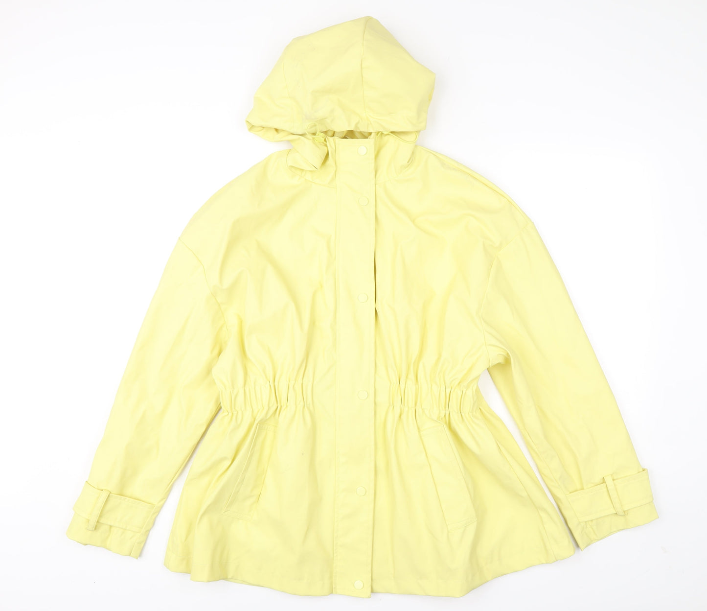 Primark Womens Yellow Rain Coat Jacket UK 10-12 Hooded Waterproof