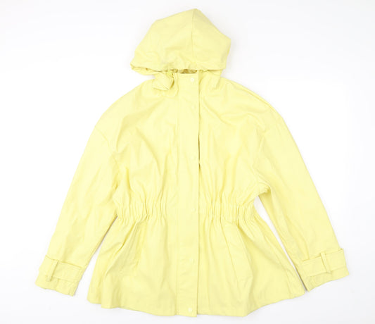 Primark Womens Yellow Rain Coat Jacket UK 10-12 Hooded Waterproof