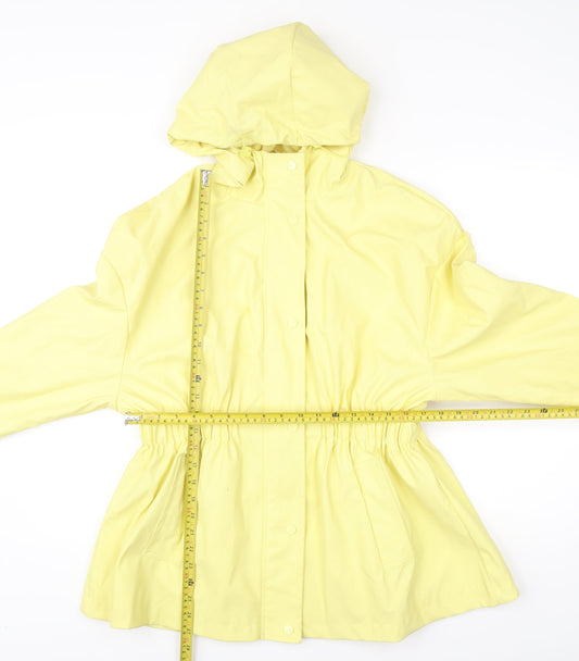 Primark Womens Yellow Rain Coat Jacket UK 10-12 Hooded Waterproof