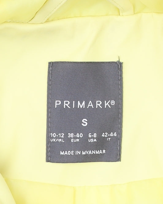 Primark Womens Yellow Rain Coat Jacket UK 10-12 Hooded Waterproof