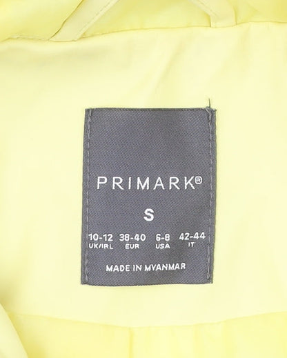 Primark Womens Yellow Rain Coat Jacket UK 10-12 Hooded Waterproof