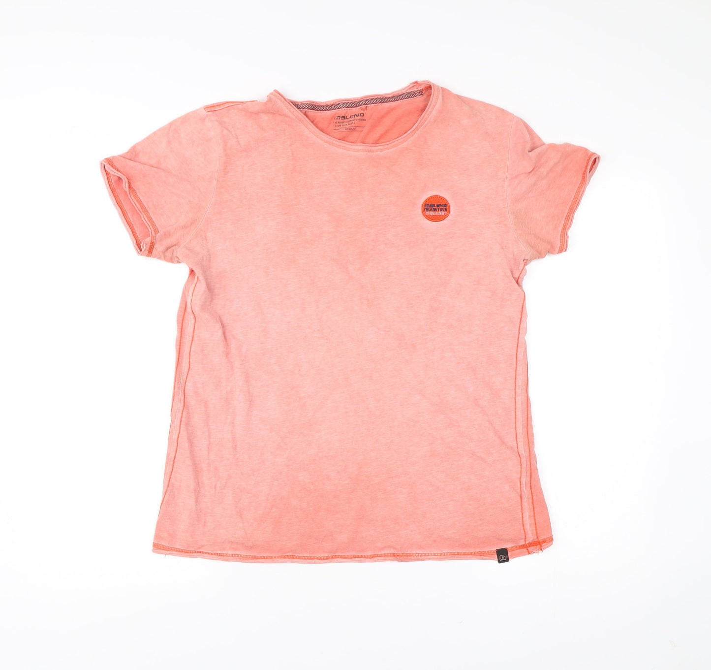 Blend Men's Pink Medium Cotton Crew Neck Short Sleeve T-Shirt