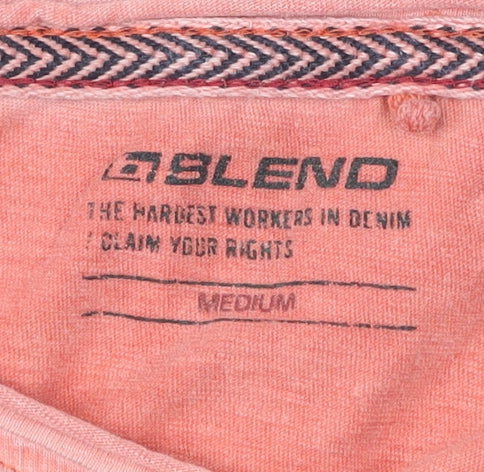 Blend Men's Pink Medium Cotton Crew Neck Short Sleeve T-Shirt