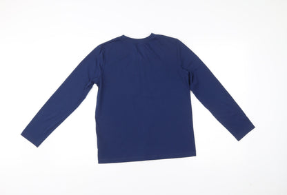 Lands' End Boys Blue Long Sleeve Wolf Graphic T-Shirt Size 14 Years