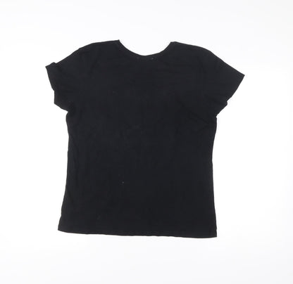 Womens UK Size S Zara Black Basic T-Shirt