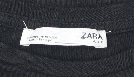 Womens UK Size S Zara Black Basic T-Shirt