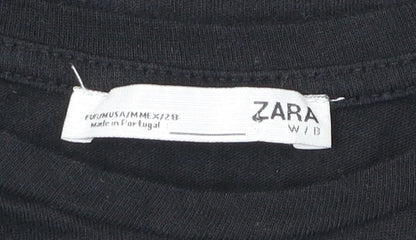 Womens UK Size S Zara Black Basic T-Shirt