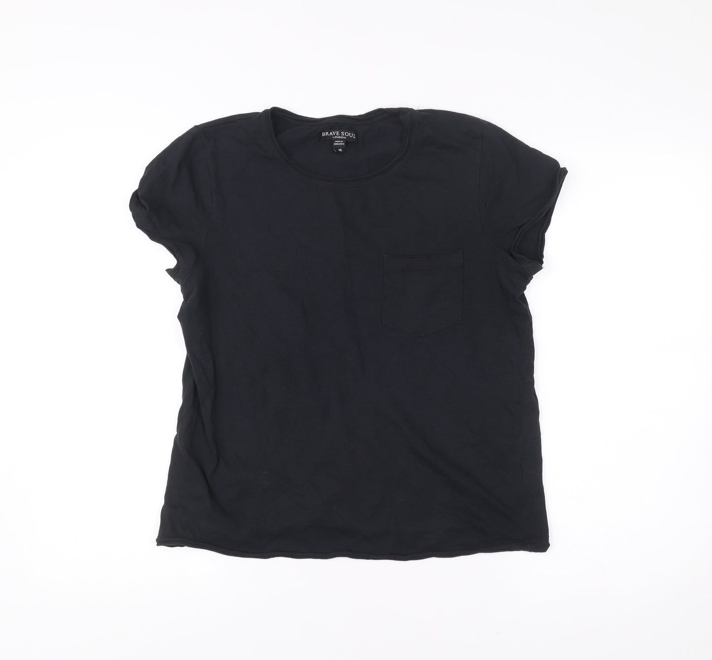 Womens UK Size M Brave Soul Black Basic T-Shirt
