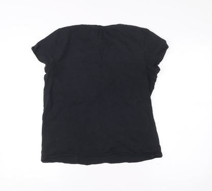Womens UK Size M Brave Soul Black Basic T-Shirt