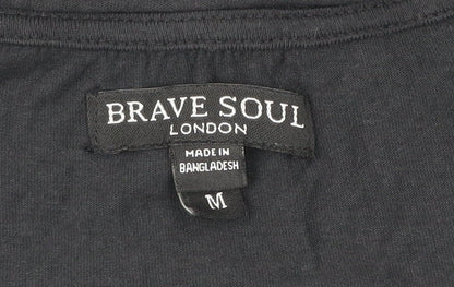 Womens UK Size M Brave Soul Black Basic T-Shirt