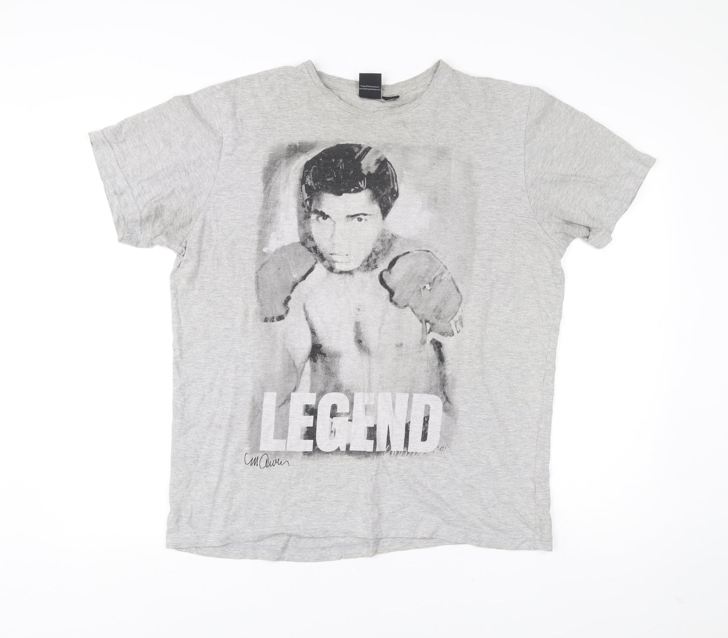 Celebrity Icons Men’s Grey Boxing Legend Graphic T-Shirt Size L