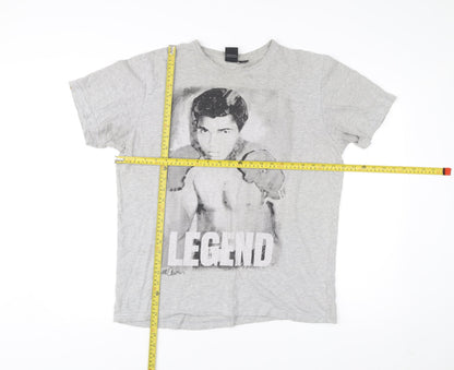 Celebrity Icons Men’s Grey Boxing Legend Graphic T-Shirt Size L