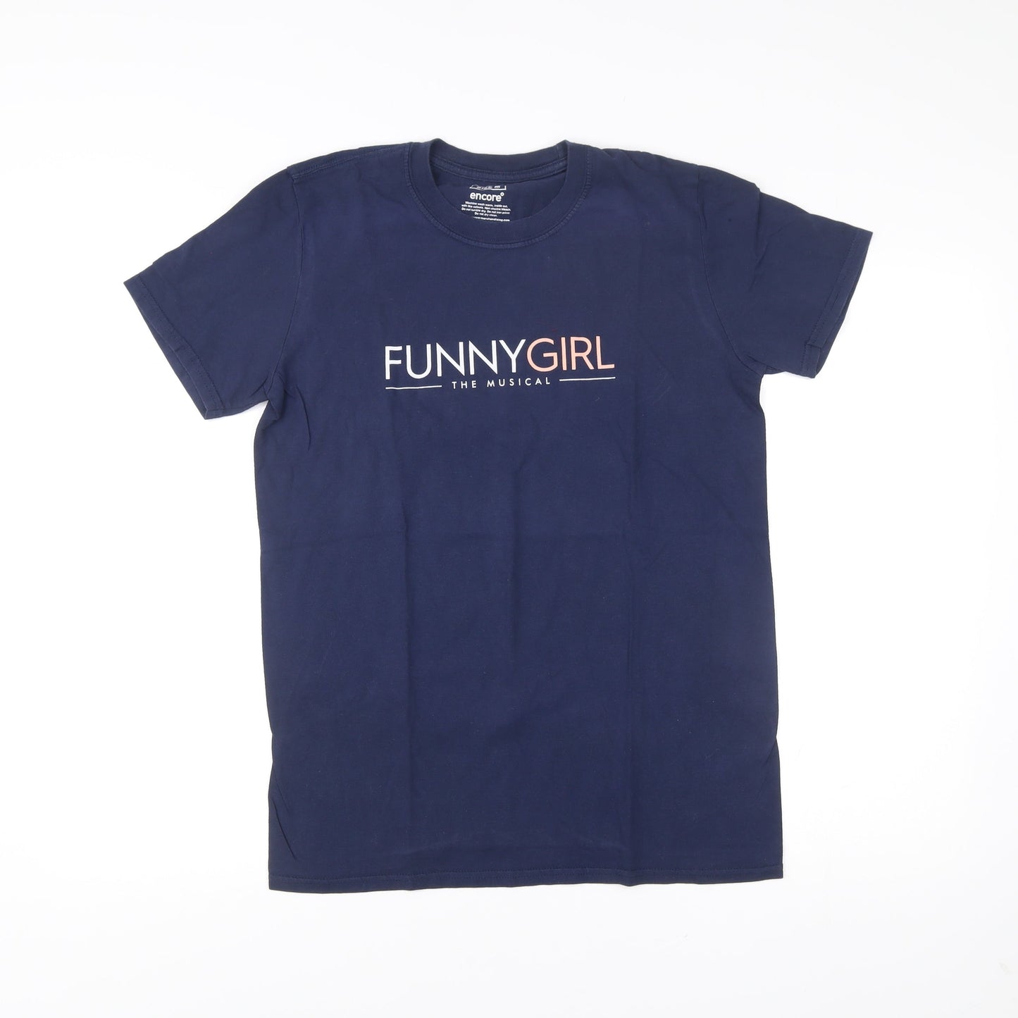Encore Womens Blue Funny Girl Musical Graphic T-Shirt Size M