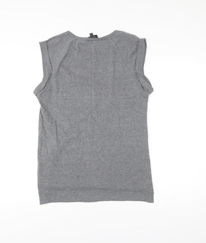 Womens UK Size 8 Topshop Grey Basic T-Shirt