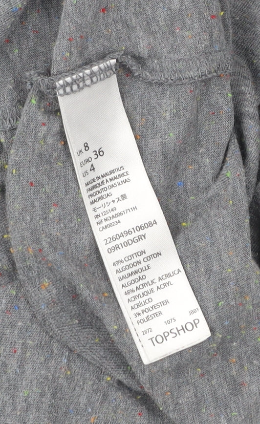 Womens UK Size 8 Topshop Grey Basic T-Shirt