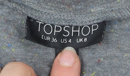 Womens UK Size 8 Topshop Grey Basic T-Shirt