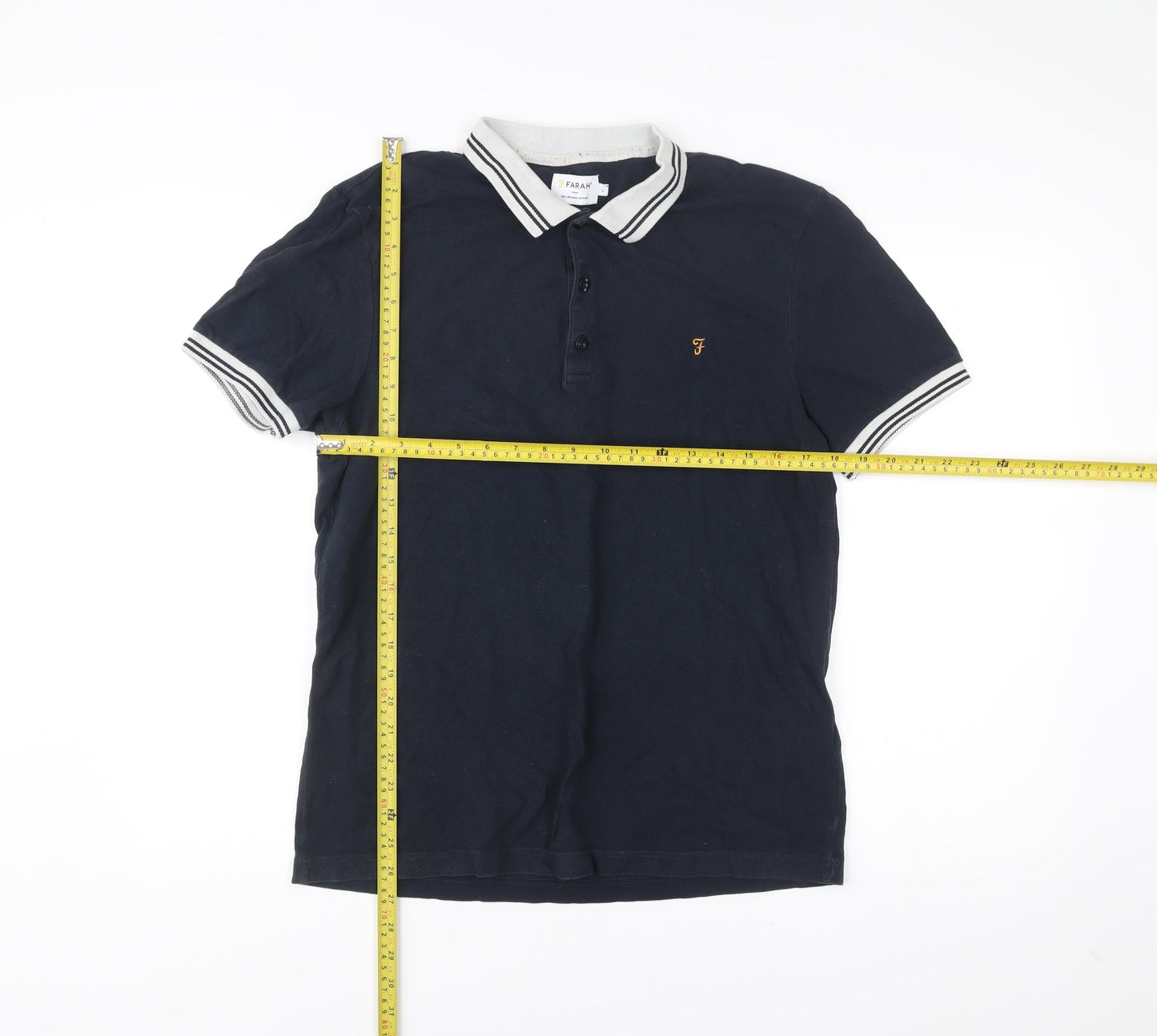 Farah Men’s Blue Polo Shirt L Cotton Short Sleeve Collared