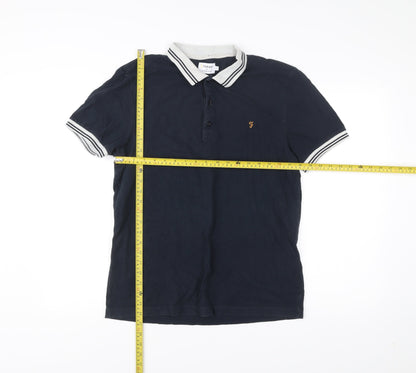 Farah Men’s Blue Polo Shirt L Cotton Short Sleeve Collared