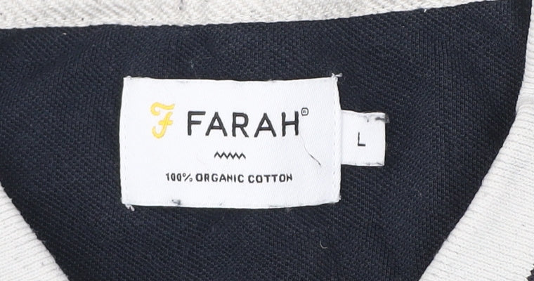 Farah Men’s Blue Polo Shirt L Cotton Short Sleeve Collared